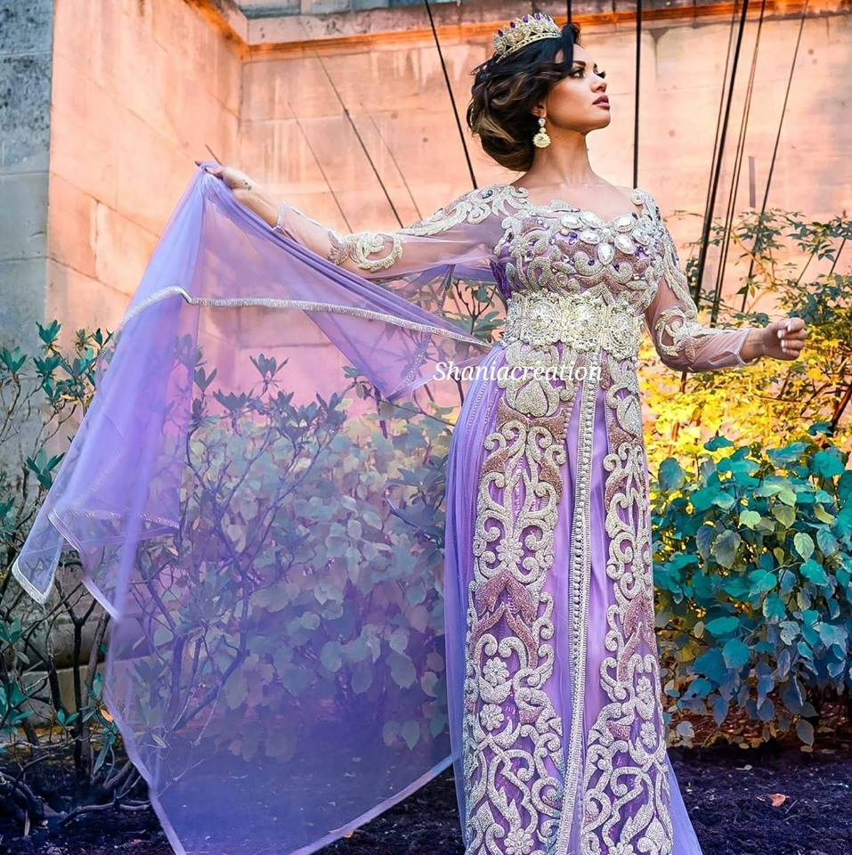Robe parme, Negafa Caftan Shania Création créatrice