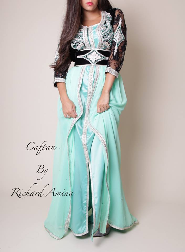 Saloua Vert d'eau, Caftan De Richard Amina
