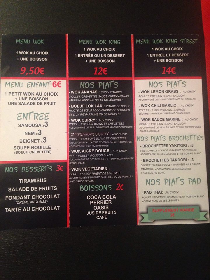Menu, Wok King Street Halal, bledyshop