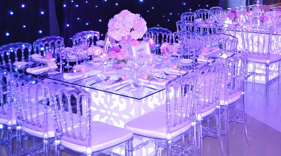 table de mariage lumineuse, Byline Decoration, bledyshop